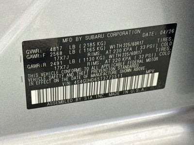 2026 Subaru Crosstrek Premium Additional Equipment