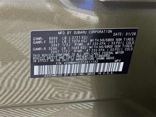 2026 Subaru ASCENT Limited Bronze Edition 7-Passenger