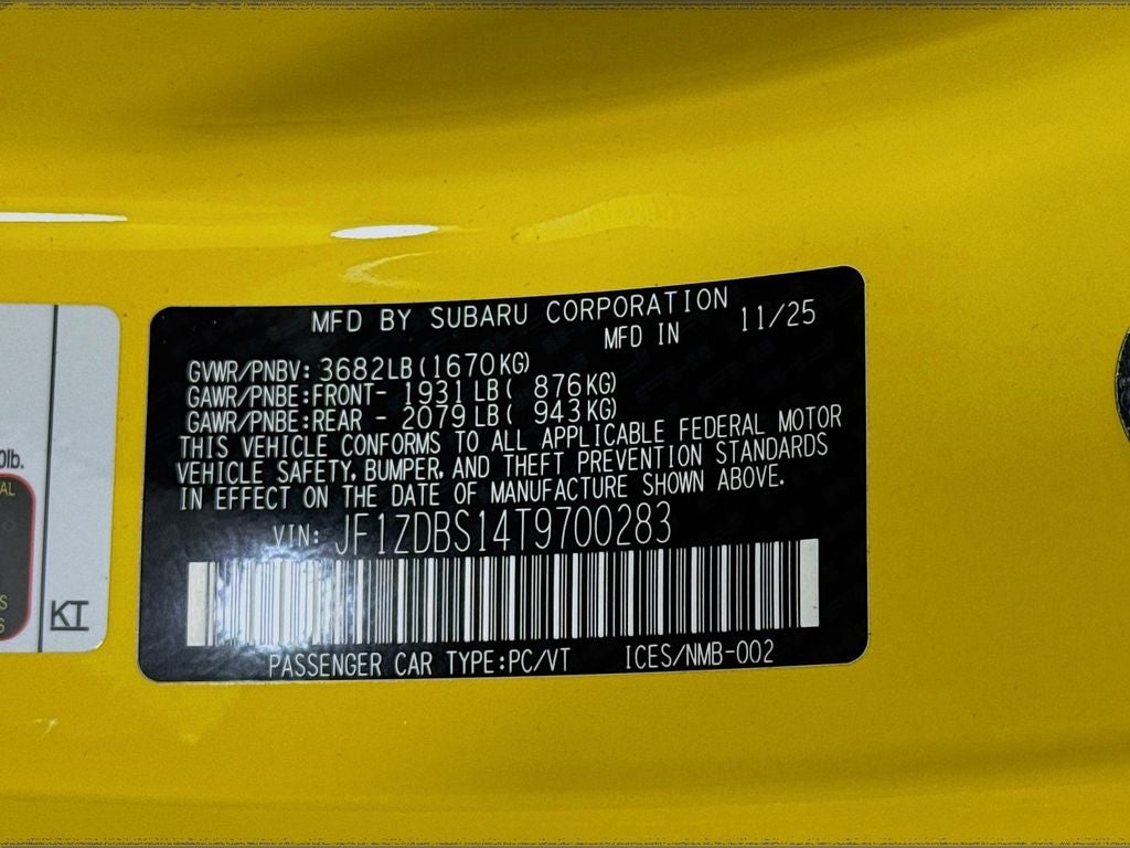 2026 Subaru BRZ Series. Yellow