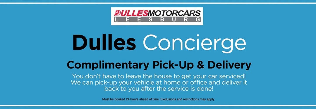 Dulles Concierge complimentary Pick-up & Delivery