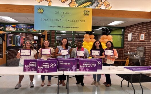 Dulles Subaru visits Evergreen Elementary School with School supplies for this upcoming school year!